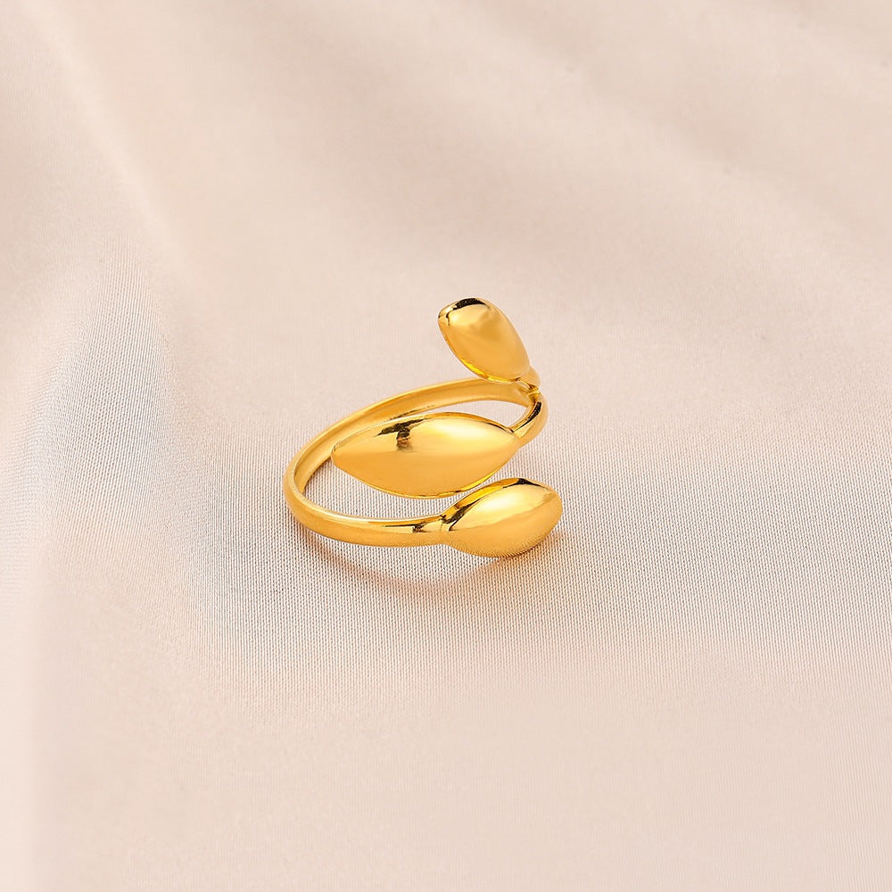 Wholesale of New Minimalist Stainless Steel Leaf Opening Titanium Steel Rings